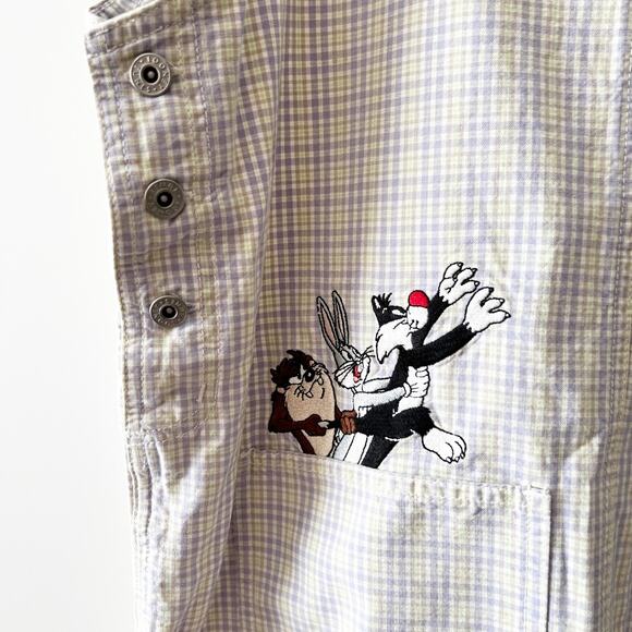 90s Vintage Looney Tunes Plaid Tank Dress Size Small - Picture 6 of 7